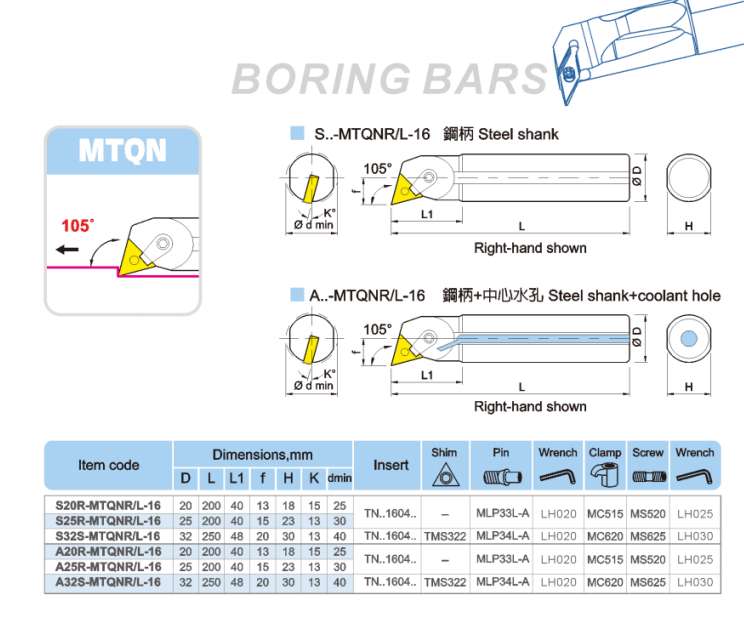 MTQN Steel handle inner diameter turning tool holder MTQN Steel handle inner diameter turning tool holder