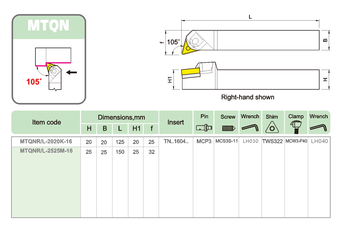 MTQNR/L External Turning Toolholder 105° CNC Lathe Cutting Tools For TNMG MTQNR/L External Turning Toolholder 105° CNC Lathe Cutting Tools For TNMG