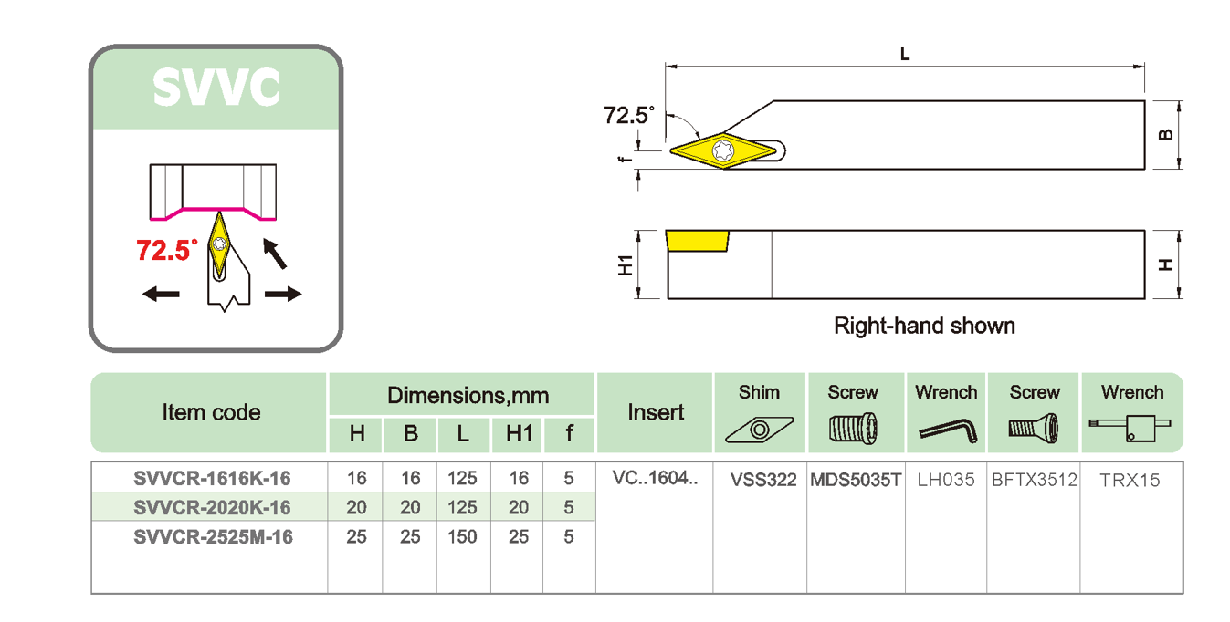 SVVCR External turning tool holder SVVCR External turning tool holder