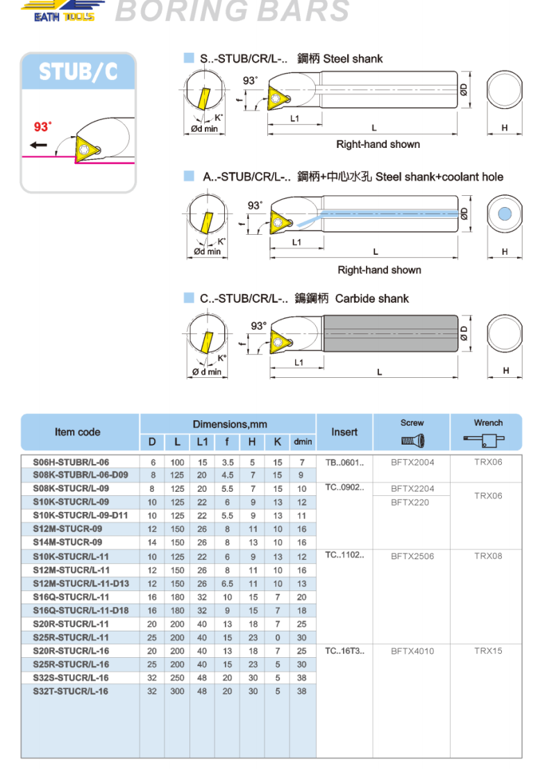STUC/B Tungsten steel handle inner diameter turning tool holder STUC/B Tungsten steel handle inner diameter turning tool holder
