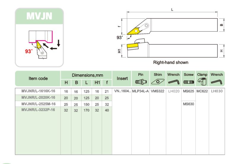 MVJN Outer diameter precision lathe tool holder MVJN Outer diameter precision lathe tool holder
