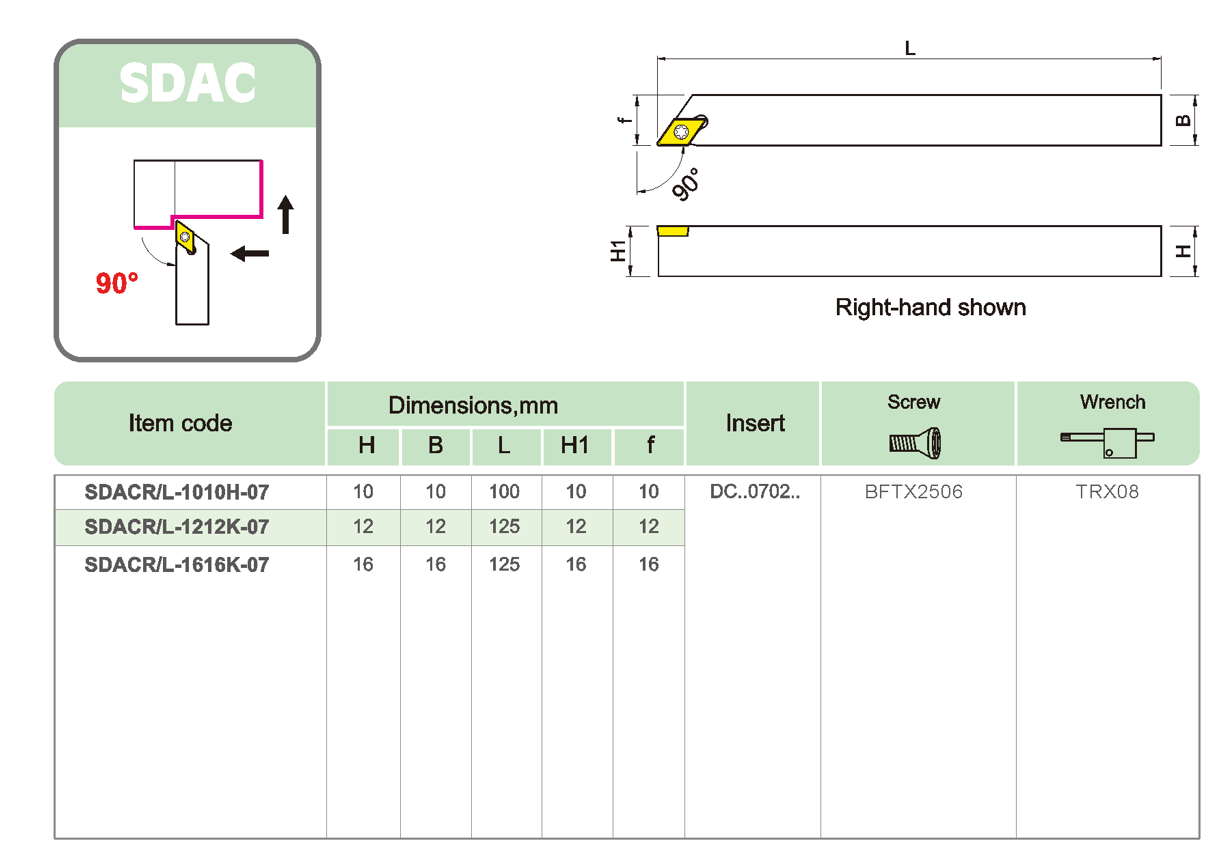 SDACR/L CNC Finishing turning tool holder SDACR/L CNC Finishing turning tool holder