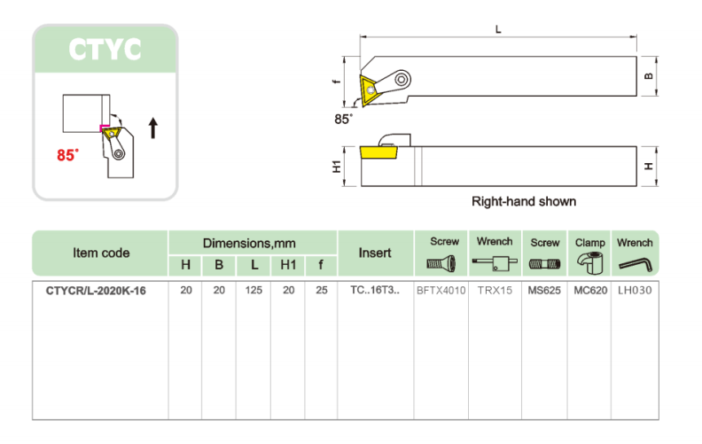 CTYC External turning tool holder CTYC External turning tool holder